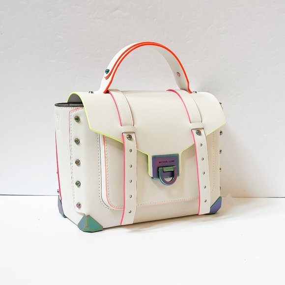 Michael Kors Manhattan Medium Top Handle Shoulder Crossbody Bag Optic White - Picture 7 of 14